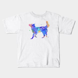 Alaskan Malamute Dog Watercolor Painting - Blue 2 Kids T-Shirt
